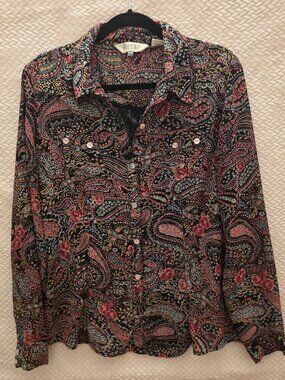 Roper Women’s XL Western Shirt Paisley Rodeo Cowgirl Y2K Retro Boho Button Up